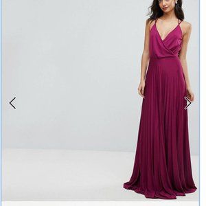 ASOS TALL Blouson Wrap Pleated Maxi Dress